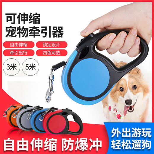 自动伸缩宠物猫狗牵引绳尼龙防滑包胶手柄便携伸缩宠物牵引器 优选好物-W仓 商品图0