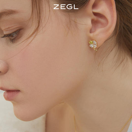ZEGL设计师春日野趣系列爱心四叶草耳钉小众设计感耳环银针耳饰品 商品图5