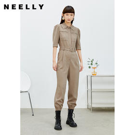 NEELLY纳俪商场同款2022夏季新款翻领上衣束脚小脚裤套装连体裤女N22032Q01169