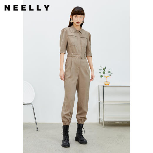 NEELLY纳俪商场同款2022夏季新款翻领上衣束脚小脚裤套装连体裤女N22032Q01169 商品图0