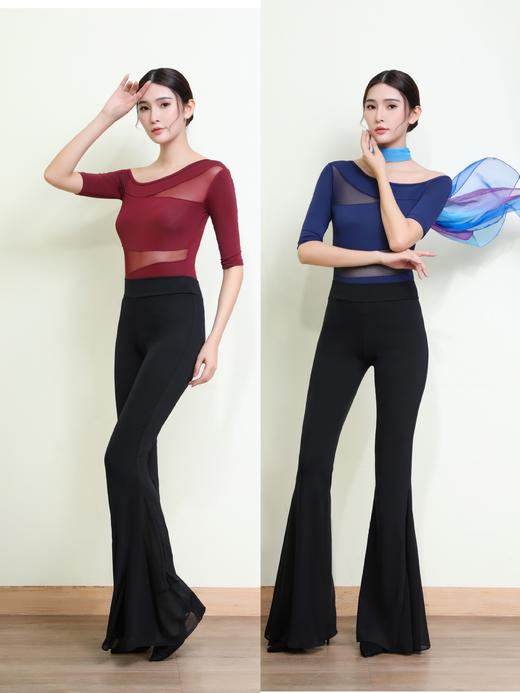 形体训练服套装拼纱舞蹈练功服喇叭裤套装气质导师礼仪服连体暗扣 商品图3