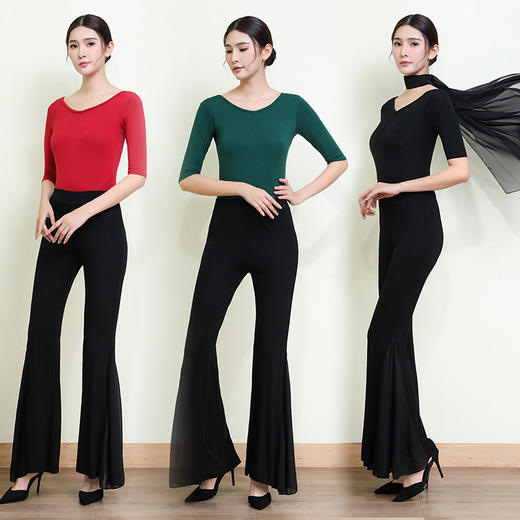 形体训练服舞蹈练功服修身女V领莫代尔气质导师礼仪连体优雅套装 商品图1