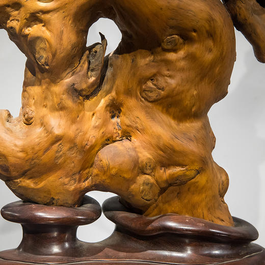 清 楠木奇形五福捧寿摆件（红木座） 商品图2