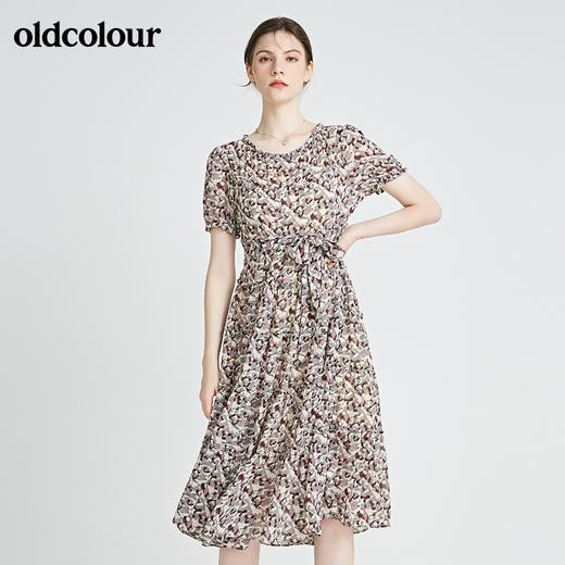 oldcolour秋季商场同款气质碎花短袖连衣裙N23101318 商品图4