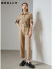 NEELLY纳俪工装风连体裤女收腰短袖套装夏2022新款长款休闲直筒裤N22044Q04426 商品缩略图1