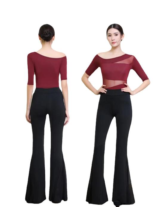 形体训练服套装拼纱舞蹈练功服喇叭裤套装气质导师礼仪服连体暗扣 商品图4