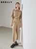 NEELLY纳俪工装风连体裤女收腰短袖套装夏2022新款长款休闲直筒裤N22044Q04426 商品缩略图0