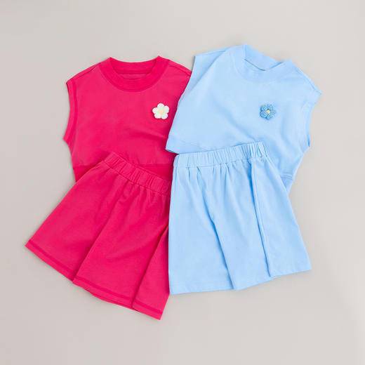 贝贝怡夏季新品女童短袖短裤套装时尚气质女宝两件套 商品图3