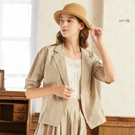 Famecoco范可儿小西装外套女夏新款休闲气质女神范小个子西服F223AB003 商品图3