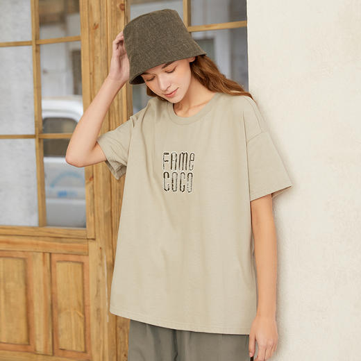 famecoco范可儿纯棉短袖T恤女ins潮新款oversize内搭夏季遮肉F223BB010 商品图4