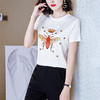 宽松显瘦短，仿真丝袖T恤印花圆领打底小衫上衣KQL-9770 商品缩略图0