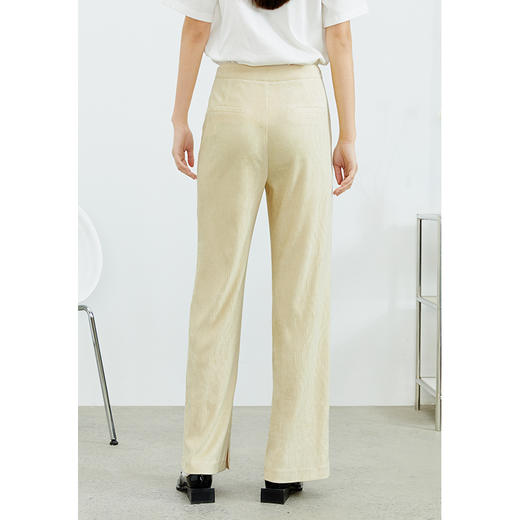 NEELLY纳俪商场同款休闲裤女薄款灯芯绒阔腿裤脚口开叉直筒裤春夏N22023H02005 商品图4