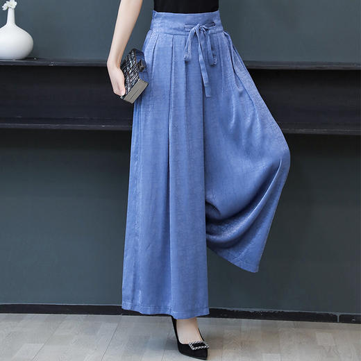 阔腿裤高腰垂感九分裤，大码龟裂纹仿香云纱休闲裤KQL-5123 商品图4