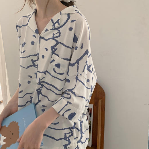 「40款可选！夏季睡衣两件套」网红睡衣家居服女 夏短袖短裤薄款开衫套装夏天可爱时尚家居服可外穿上衣裤子 商品图2