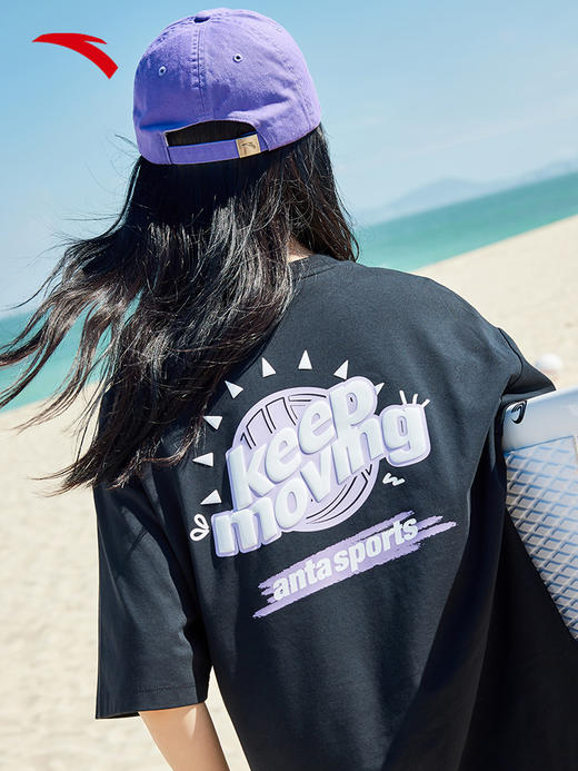 安踏沁凉科技丨后背印花短袖t恤女2022夏季宽松透气女装162228108-1/4 商品图2