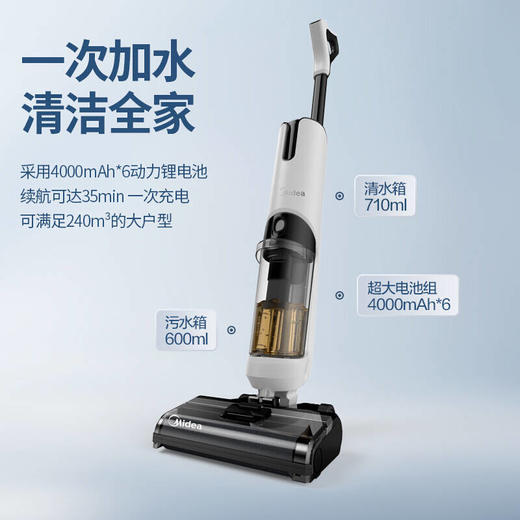 美的洗地机无线智能除菌吸尘器家用吸拖洗一体手持无线清洁拖地机 活水自清洁X8 商品图1
