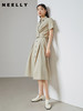 NEELLY纳俪夏季半身裙女立体打褶显瘦A字裙单排扣装饰中长款百搭 商品缩略图1