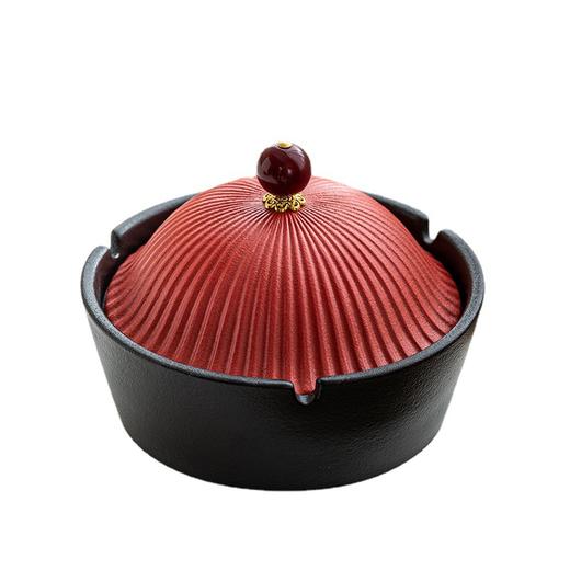 个性官帽烟灰缸创意潮流家用办公室客厅带盖复古防飞灰陶瓷烟灰缸 商品图4