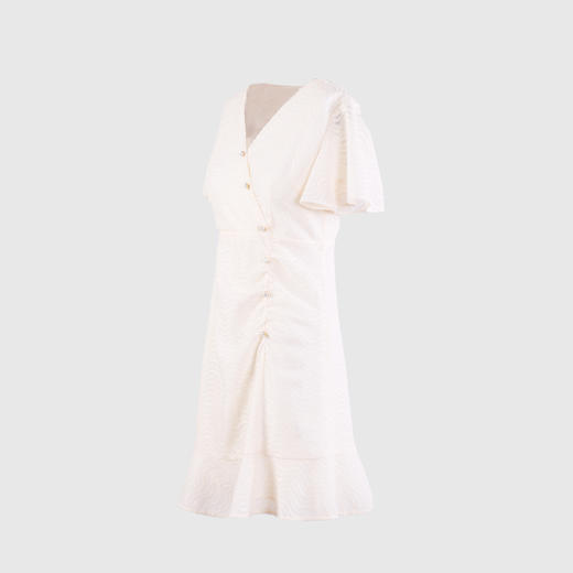 单侧一排扣荷叶摆小个子连衣裙 商品图1