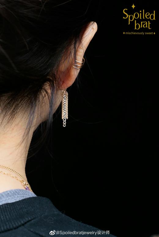 SpoiledBrat Jewelry 金银轨道项链一字耳环 商品图3