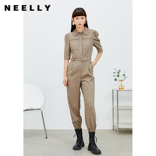NEELLY纳俪商场同款2022夏季新款翻领上衣束脚小脚裤套装连体裤女N22032Q01169 商品图3