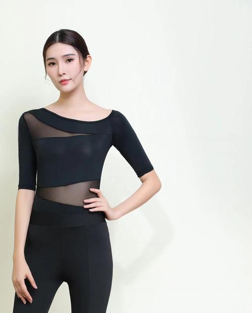 形体训练服套装拼纱舞蹈练功服喇叭裤套装气质导师礼仪服连体暗扣 商品图2
