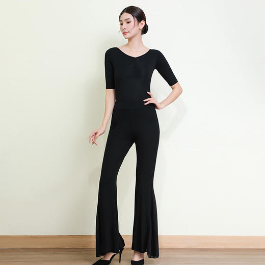 形体训练服舞蹈练功服修身女V领莫代尔气质导师礼仪连体优雅套装 商品图7