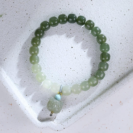 【宫里手串】 和田玉青白玉渐变萌狮手串 商品图3
