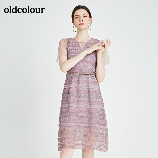 oldcolour秋季商场同款收腰短袖连衣裙N23101346 商品图1