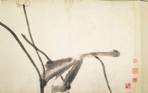 中国历代百部经典绘画：《河上花图》，布面盒装，册页装，八大山人绘，江西美术出版社2012年版，北京雅昌印制，定价980，售价166元。

朱耷《河上花圖》，纸本设色 纵46.8厘米 横1945厘米。此 商品图7