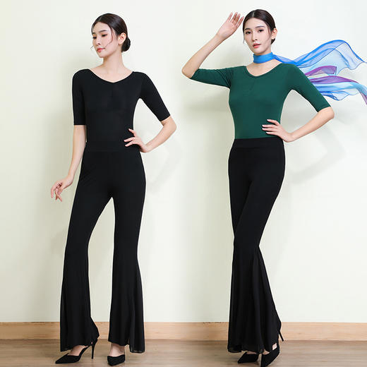 形体训练服舞蹈练功服修身女V领莫代尔气质导师礼仪连体优雅套装 商品图2