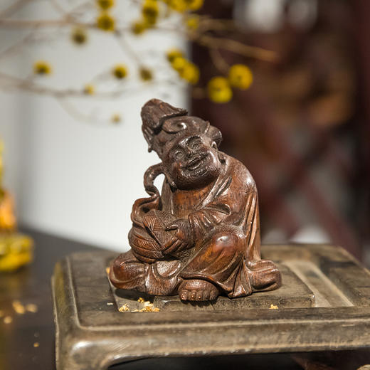 清 竹雕洪福齐天人物山子摆件 商品图0