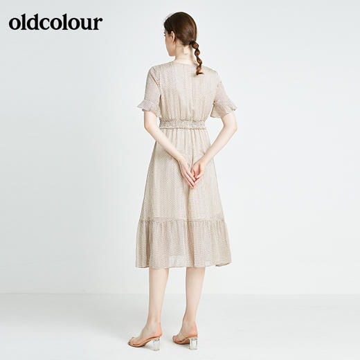 oldcolour春秋季商场同款休闲气质短袖碎花连衣裙N22101278 商品图3