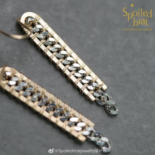 SpoiledBrat Jewelry 金银轨道项链一字耳环 商品图4