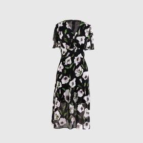 V领衬衫设计感不规则连衣裙