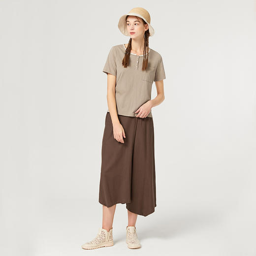 Famecoco范可儿慵懒风裤裙夏季女新款弹力松紧阔腿裤不规则F223GE002 商品图4