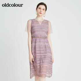 oldcolour秋季商场同款收腰短袖连衣裙N23101346