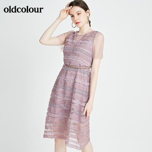oldcolour秋季商场同款收腰短袖连衣裙N23101346 商品图4