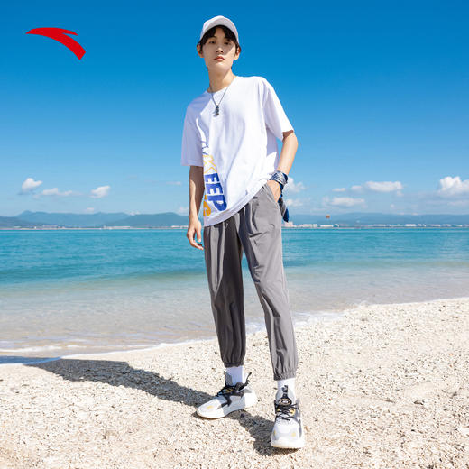 安踏短袖T恤男女同款2022夏季新款圆领宽松情侣印花上衣152228105-1/4 商品图2