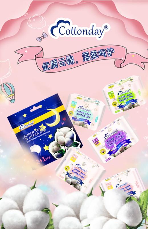 1F超市 Cottonday/绵柔时光亲肤绵柔日用卫生巾 商品图5