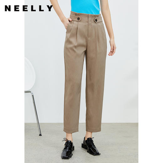 NEELLY纳俪商场同款休闲裤2022春季新款通勤职场长款压褶简约长裤N22032H01161 商品图0