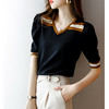 TGG-上衣2022夏季新款别致小众时尚宽松显瘦拼色泡泡袖薄款针织上衣女 商品缩略图0