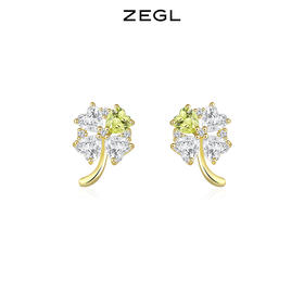 ZEGL设计师春日野趣系列爱心四叶草耳钉小众设计感耳环银针耳饰品