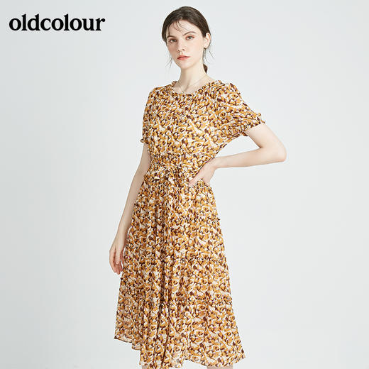 oldcolour秋季商场同款气质碎花短袖连衣裙N23101318 商品图3