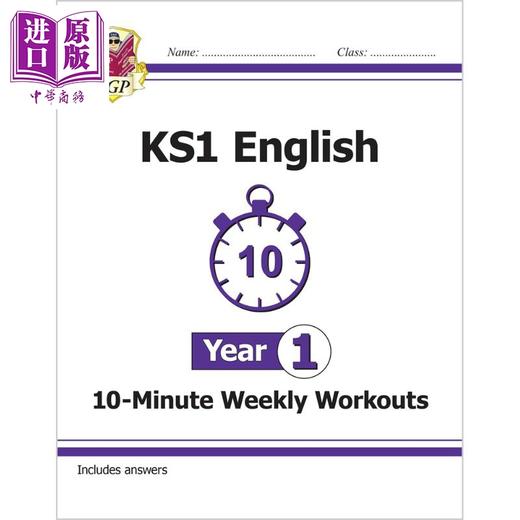 英国CGP原版 Maths English 10-Minute Weekly Workouts 小学1年级数学 英语 自然拼读学练套装3册 KS1 含答案 商品图2