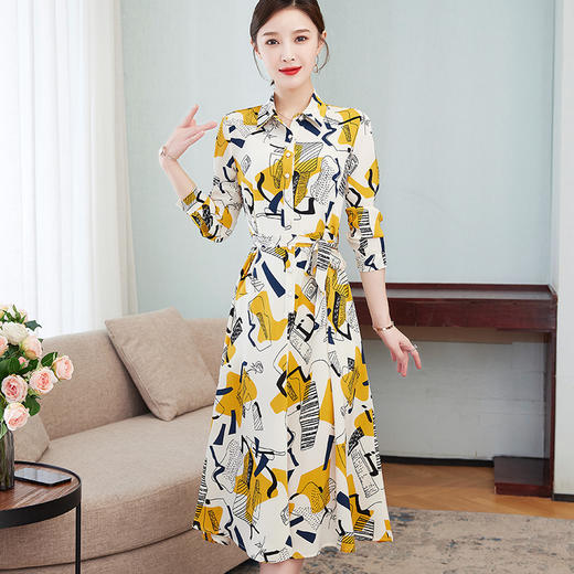 QB  AZ5561雪纺碎花连衣裙显瘦遮肚气质大码 商品图3