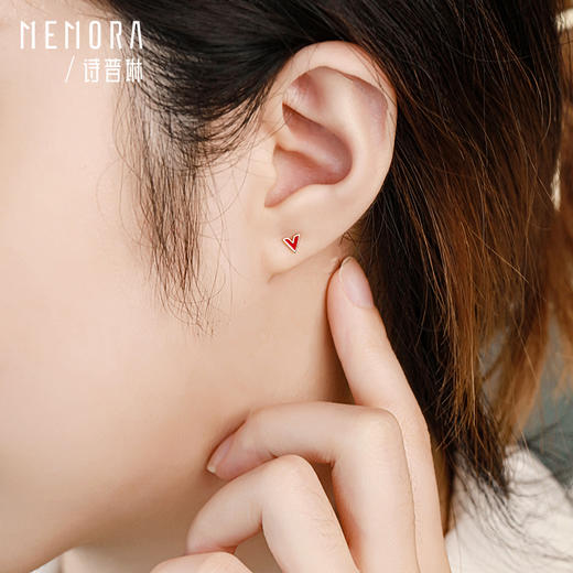 MEMORA诗普琳珠宝玫瑰18K金红色v字耳钉送女朋友-KEE00201（线上专供） 商品图1