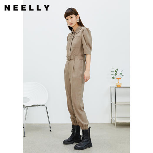 NEELLY纳俪商场同款2022夏季新款翻领上衣束脚小脚裤套装连体裤女N22032Q01169 商品图1