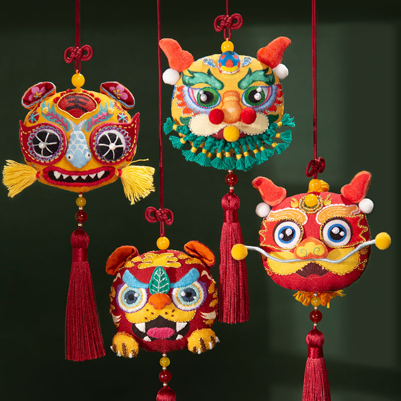 【瑞兽纳福】虎虎生威/双龙香囊系列—刺绣挂件材料包