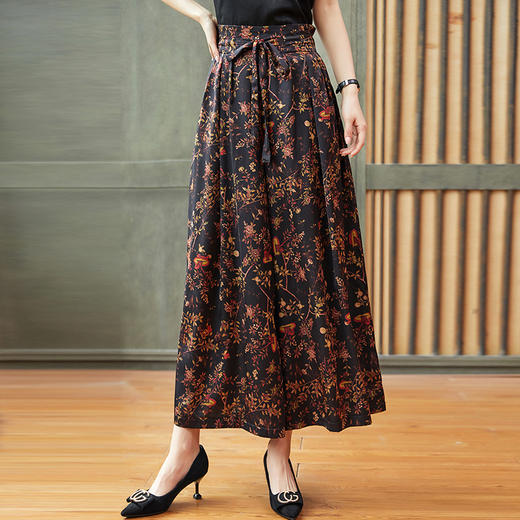 阔腿裤高腰垂感九分裤，大码龟裂纹仿香云纱休闲裤KQL-5123 商品图6